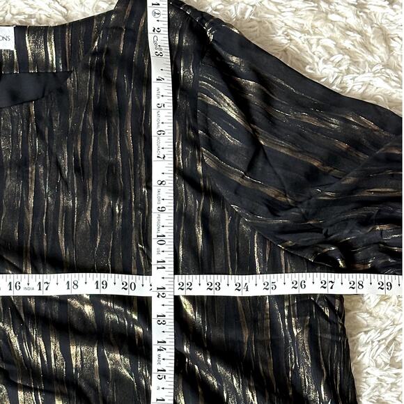 Draper's & Damons Black and Gold Elastic Hem Women Size 2X Flouncy Party Festive - Picture 3 of 7